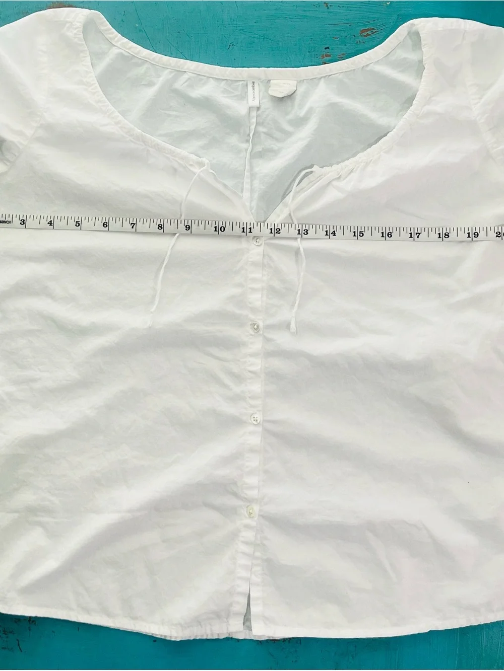 Abercrombie & Fitch White Button-Front Cotton Cap-Sleeve Blouse